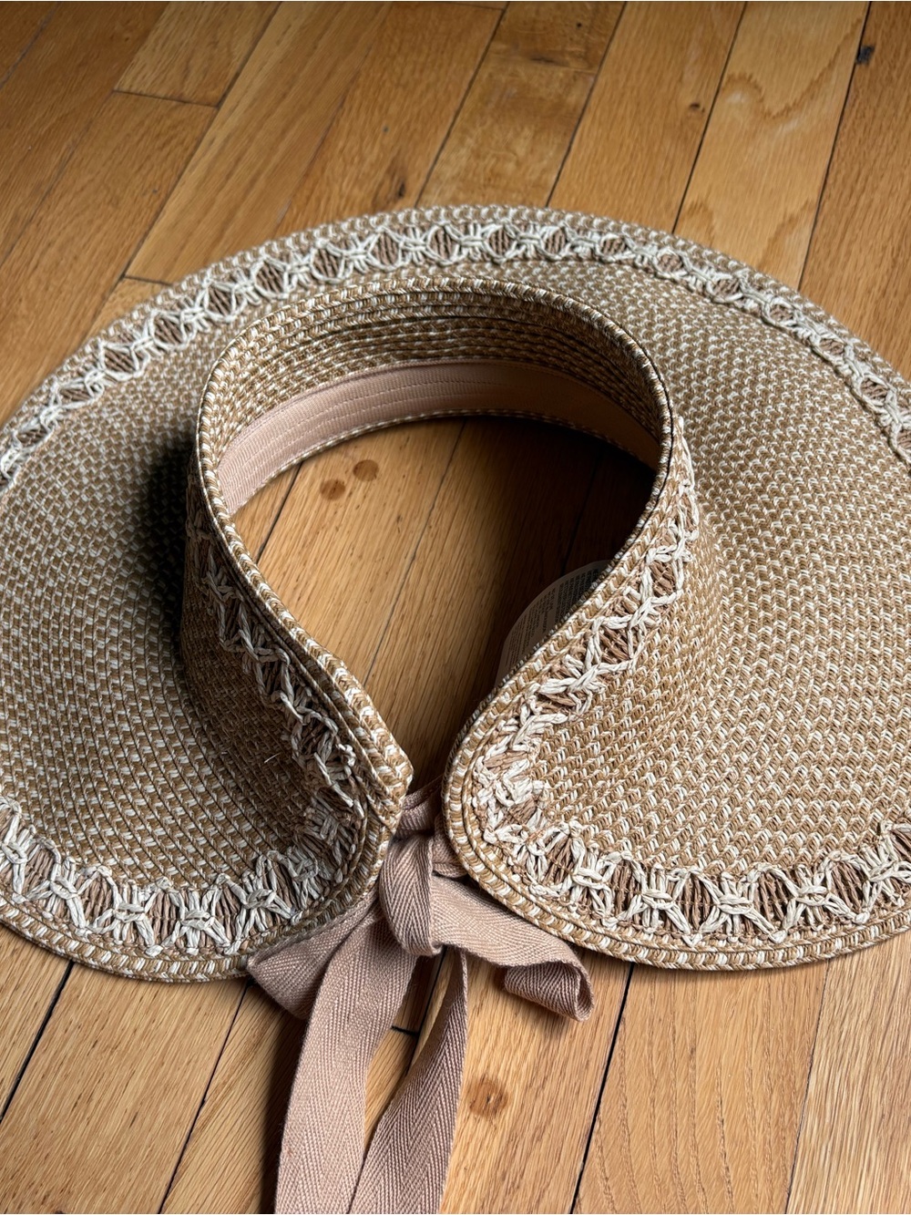 O'Neill Beige Straw Visor with Woven Trim
